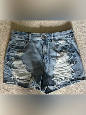 American Eagle Outfitters Distressed Light Blue Denim Shorts